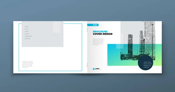 Paisagem Brochura Design Folheto Modelo Negócio Corporativo Horizontal Verde Relatório —  Vetores de Stock