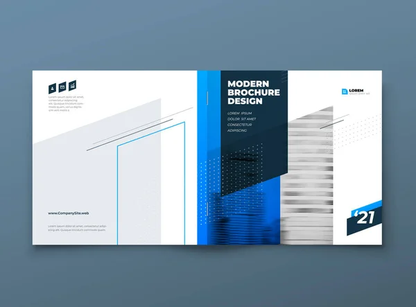 Square Broschüre Template Design Blue Corporate Geschäftsbericht Katalog Magazin Flyer — Stockvektor