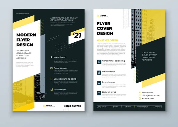 Flyer Template Layout Design Black Yellow Corporate Business Flyer Mockup — Stock Vector