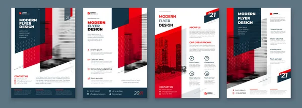 Design Panfleto Projeto Moderno Vermelho Escuro Fundo Folheto Layout Modelo —  Vetores de Stock