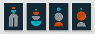 Orta Çağ Modern Tasarımı. Soyut Kara El Kartpostal, Sosyal Medya Sancağı, Broşür Kapağı Tasarımı veya Duvar Dekorasyonu için Çizilmiş Resimler. Vektör illüstrasyonu.