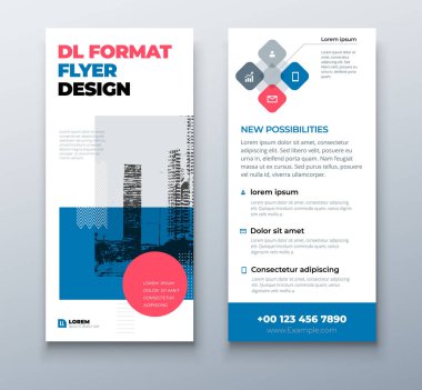 DL broşür tasarımı. Broşür için Black Blue DL Şirketi 'nin şablonu. Modern elementlere ve soyut arkaplana sahip düzen. Yaratıcı konsept vektör uçucusu.