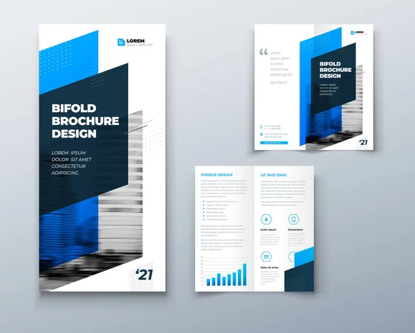 Bi vouw brochure of flyer ontwerp met cirkel. Creatief concept flyer of brochure. Template is wit met plaats voor foto 's. — Stockvector