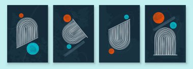 Orta Çağ Modern Tasarımı. Soyut Kara El Kartpostal, Sosyal Medya Sancağı, Broşür Kapağı Tasarımı veya Duvar Dekorasyonu için Çizilmiş Resimler. Vektör illüstrasyonu.