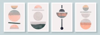 Orta Çağ Modern Tasarımı. Duvar Dekorasyonu, Sosyal Medya Sancağı, Broşür Kapağı Tasarımı veya Kartpostal Arkaplanı için El Boyalı Resimler. Estetik suluboya.