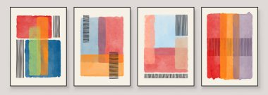 Duvar Dekorasyonu, Kartpostal, Sosyal Medya Afişi, Broşür Kapağı Tasarım Arkaplanı için El Boyalı Resimler. Modern Soyut Boyama Sanatı. Parlak renkli Vektör Deseni