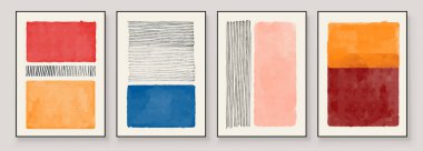 Duvar Dekorasyonu, Kartpostal, Sosyal Medya Afişi, Broşür Kapağı Tasarım Arkaplanı için El Boyalı Resimler. Modern Soyut Boyama Sanatı. Parlak renkli Vektör Deseni