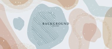 Arkaplanda renk şekilleri olan soyut arkaplan sanatı. Web ya da duvar sanat dekoru. Boho tarzı minimalist arka plan. Vektör illüstrasyonu