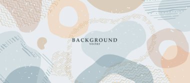 Arkaplanda renk şekilleri olan soyut arkaplan sanatı. Web ya da duvar sanat dekoru. Boho tarzı minimalist arka plan. Vektör illüstrasyonu