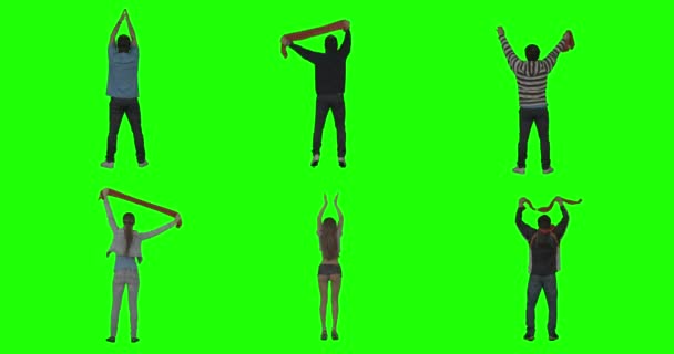 Abanicos animadores en pantalla verde — Vídeo de stock