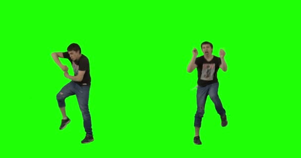 Божевільні танці на зелений екран — стокове відео
