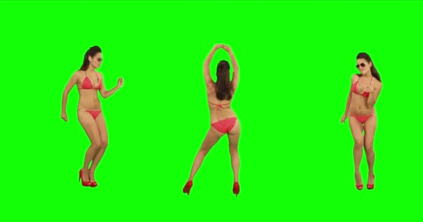 Go-Go tancerzy. Zielony ekran. — Wideo stockowe