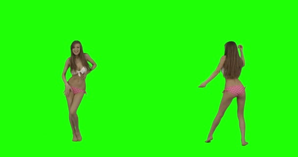 Bikini Dance on Green Screen — Stock Video