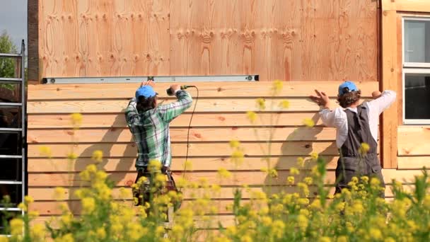 Trä ytterväggar för huset — Stockvideo