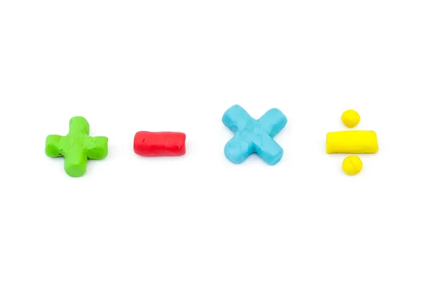 Plasticine Math operator symbol (plus, minus, multiplication and — Stock Photo, Image