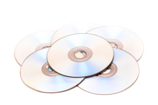 Stack of CD and DVD disc on white background — Stock Photo, Image