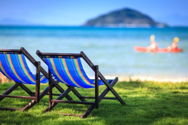 sandalye üzerinde plaj tropikal Adası'nda
