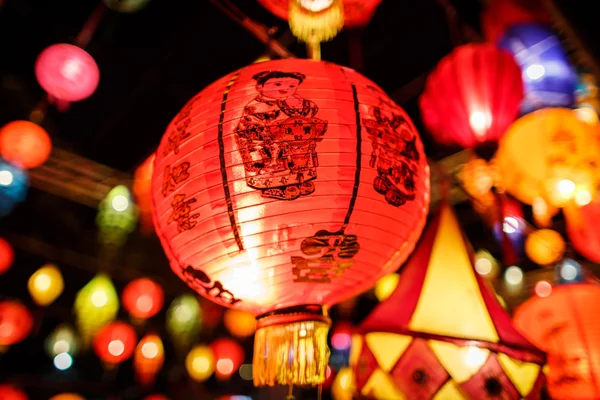 Beautiful international lantern illuminating in night time — Stock Photo, Image