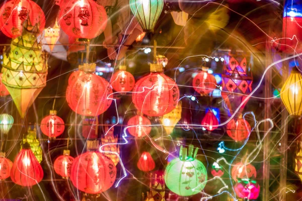 Light painting of panning camera of international lantern — Stock Photo, Image