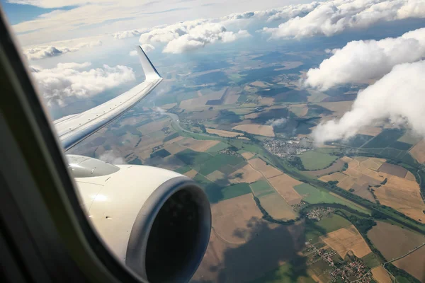 Beautiful cloud sky view from aeroplane window — Stock Photo, Image