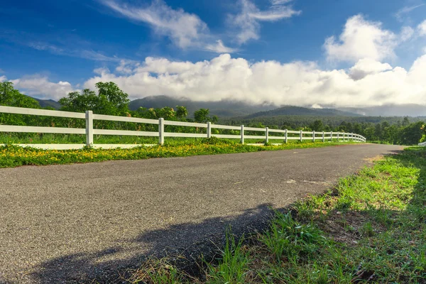 Beautiful countryside road under blue sky — Stock Photo, Image