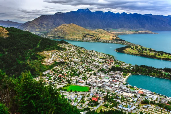 Queenstown skyline centro da cidade — Fotografia de Stock