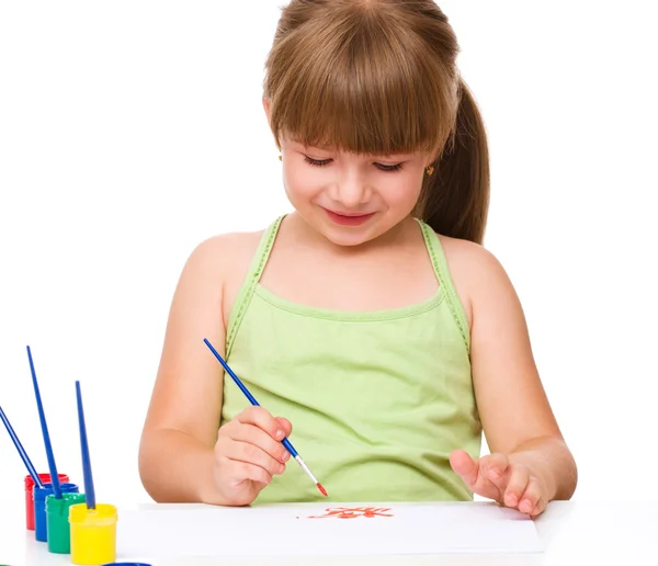 Lindo juego de niños reflexivo con pinturas — Foto de Stock