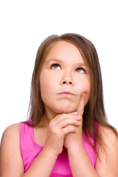 Cute girl is holding her face in astonishment — Stock Photo, Image