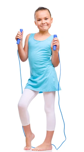 Sporty girl with skipping rope — Stock Photo, Image