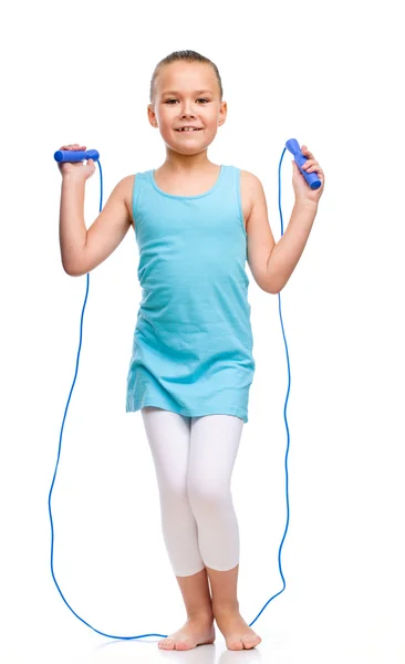 Sporty girl with skipping rope — Stock Photo, Image