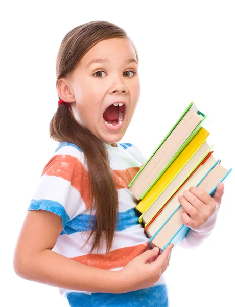 Cute girl is reading book — Stock Photo, Image