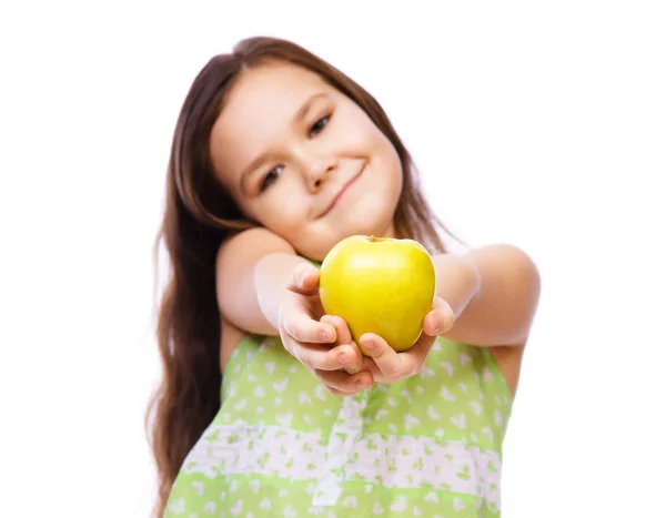 Girl with apple — Stock Photo, Image