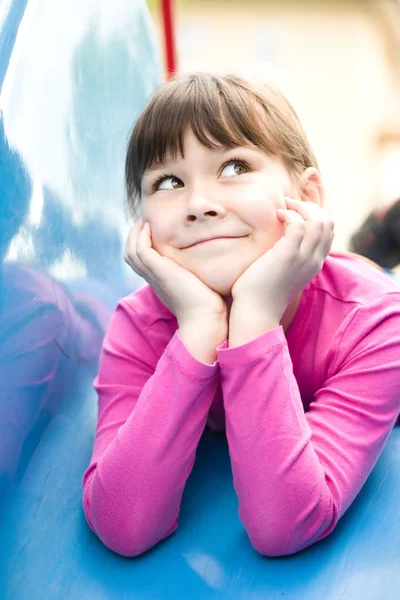Cute girl is holding her face in astonishment — Stock Photo, Image