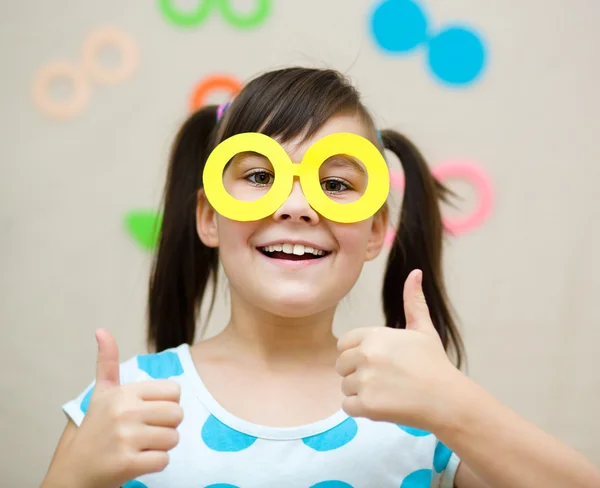 Funny girl with fake glasses — Stock Photo, Image