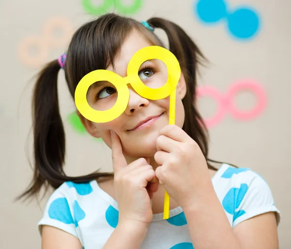 Funny girl with fake glasses — Stock Photo, Image