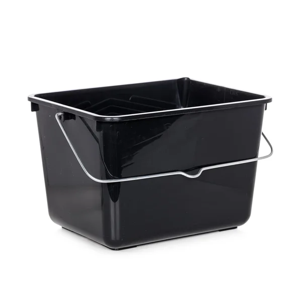 Cubo de plástico rectangular negro aislado en blanco — Foto de Stock