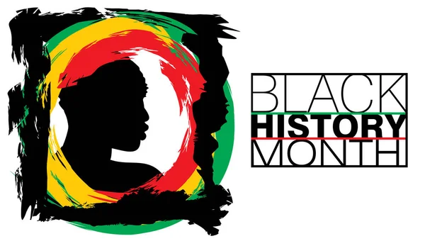 黒の歴史の抽象的なベクトル図愛国的な色のブラシストロークと黒のアフロニアン孤立した黒の背景 — ストックベクタ