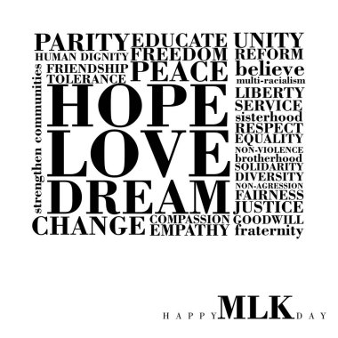 Martin Luther King Günü için soyut bir tipografik poster.