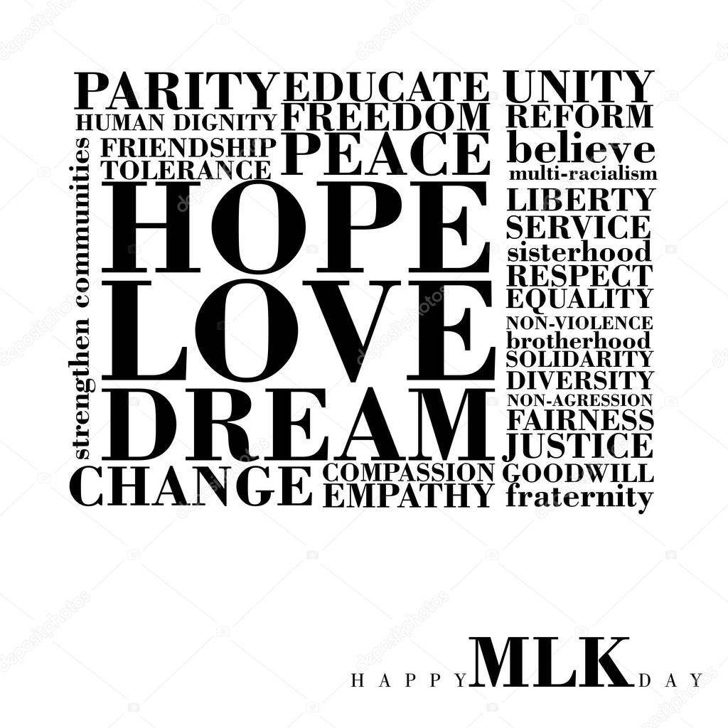 An abstract typographic inspirational poster for Martin Luther King Day