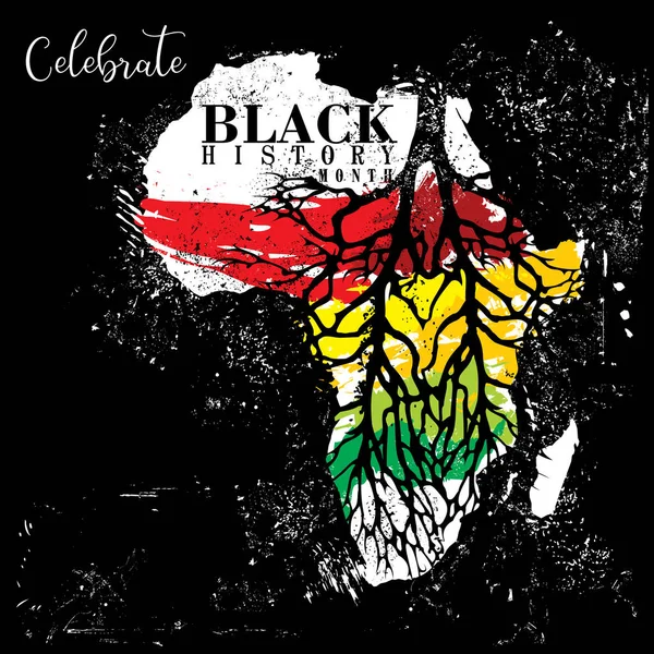 アフリカ大陸のブラック ヒストリー 月間の抽象的なイラスト ブラック グランジの背景に旗の色でブラシストローク — ストック写真
