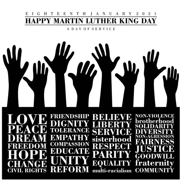 Abstract Typographic Inspirational Poster Dream Civil Rights Movement Raised Hands — Stock Photo, Image