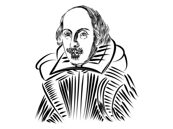 Abstract Vector Illustration William Shakespeare Isolated White Background — Stock vektor