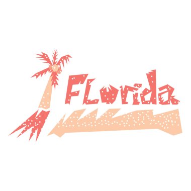 Florida, Sunshine State 'de palmiye ağacı tasarımlı soyut bir vektör çizimi