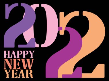 2022 yılının basit bir siyah arkaplan üzerindeki soyut vektör çizimi 