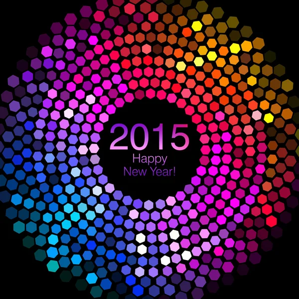 Happy New Year 2015 - Hexagon Disco lights — Stock Photo, Image