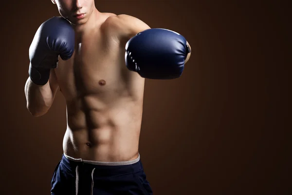 Atleta Masculino Boxer Punching — Fotografia de Stock