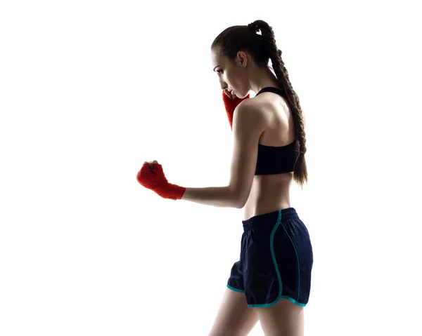 Mulher Boxer Boxe — Fotografia de Stock