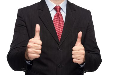 El başparmak gösterilmesini iş elbiseli