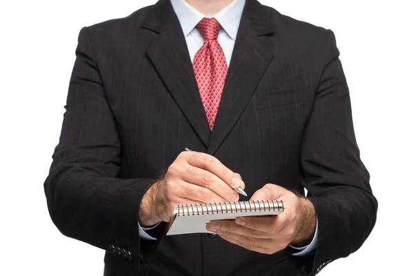 Hands In A Business Suit Holding A Pen — Stock Photo, Image