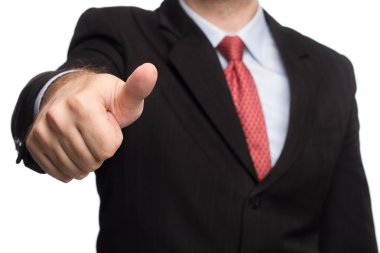 Belgili tanımlık değmek vererek iş kıyafeti elinde